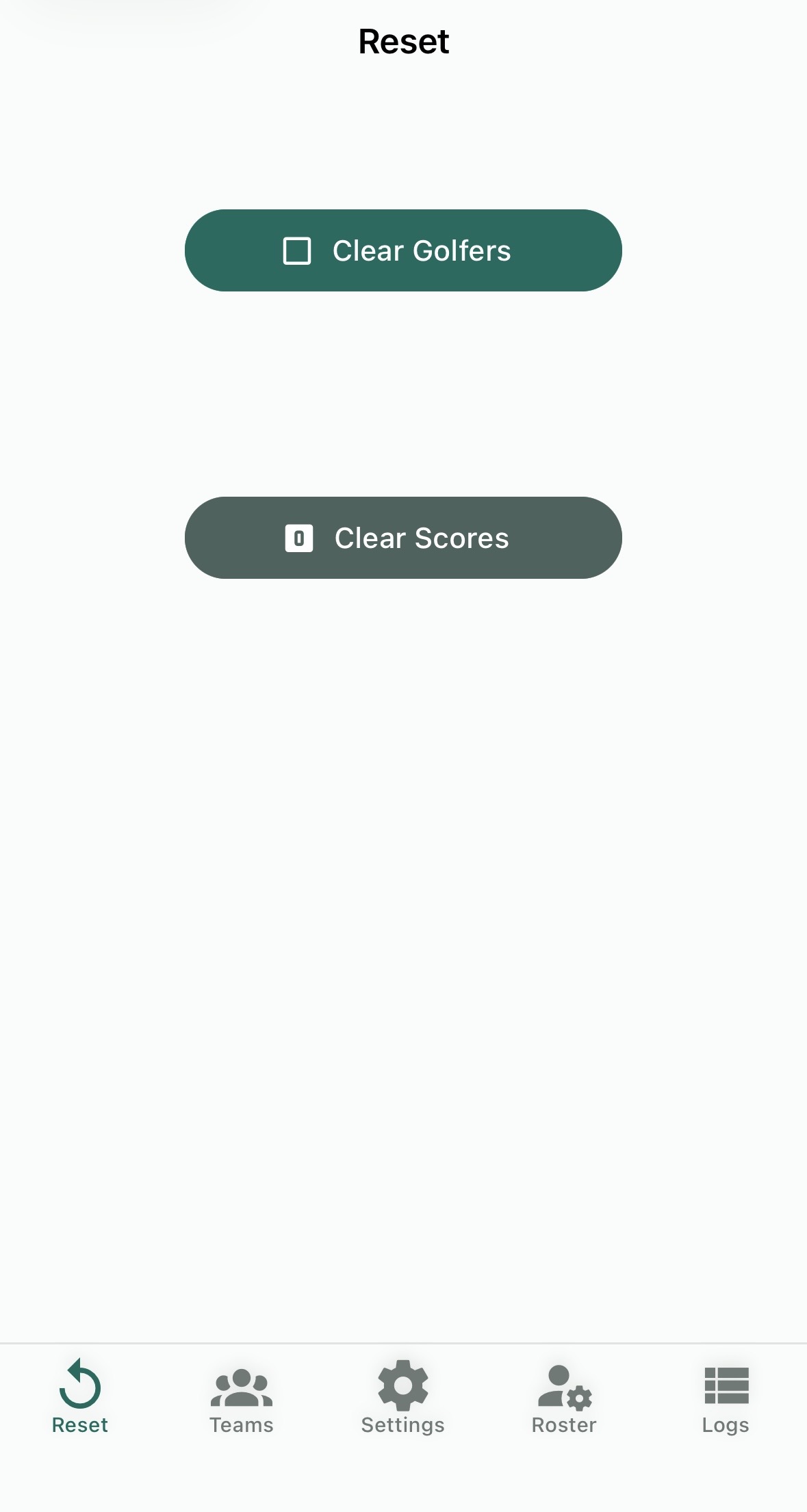Reset screen