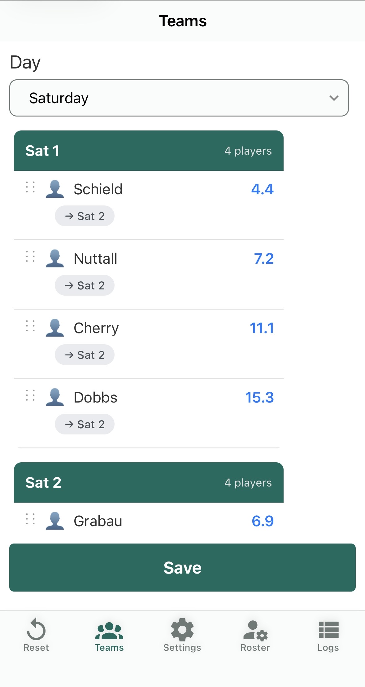Teams screen